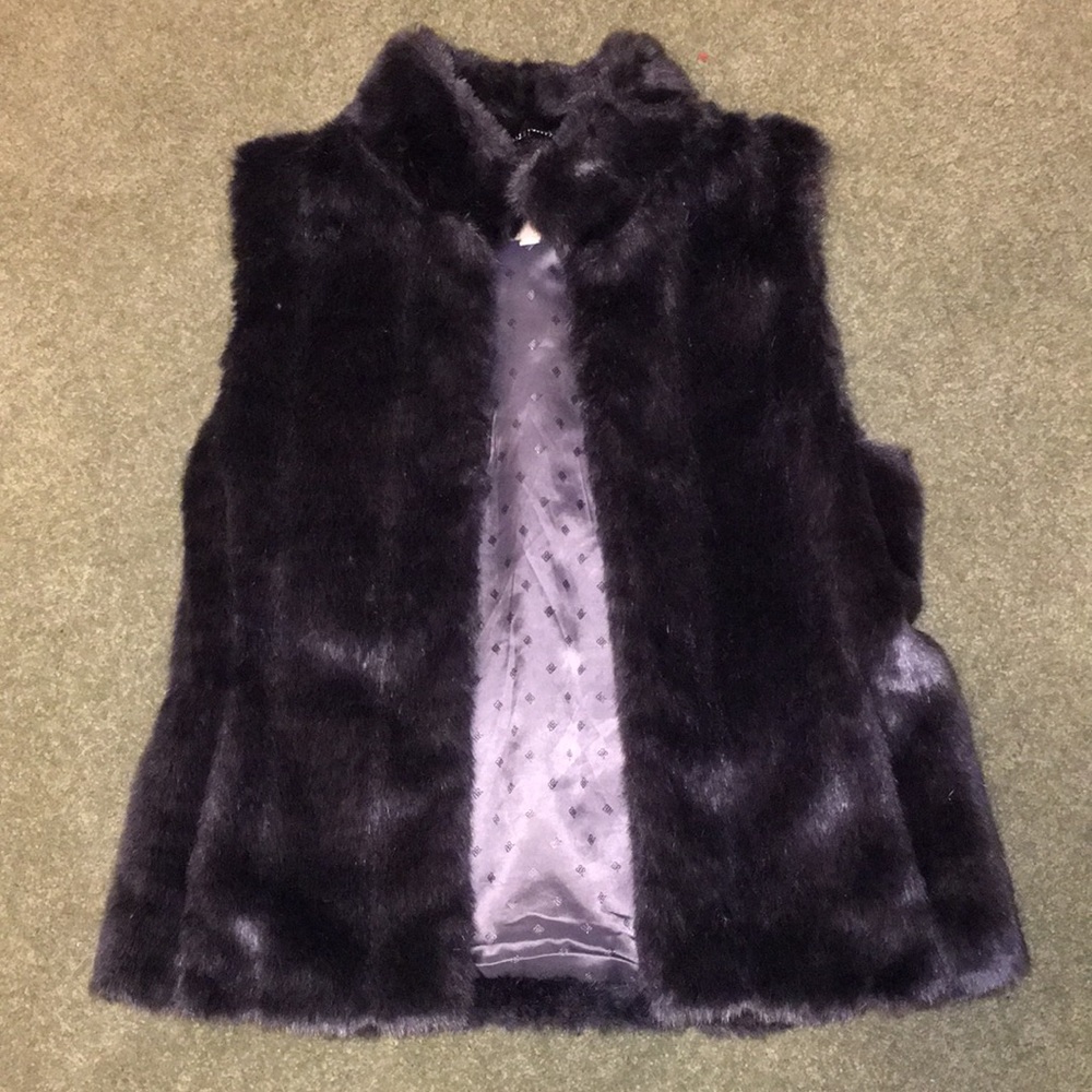 Gray faux fur vest